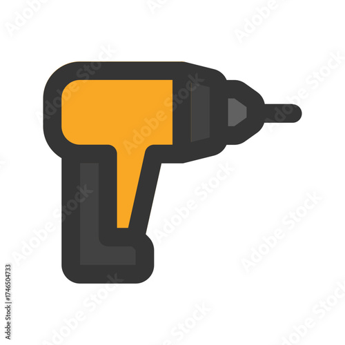 hand drill flat line icon