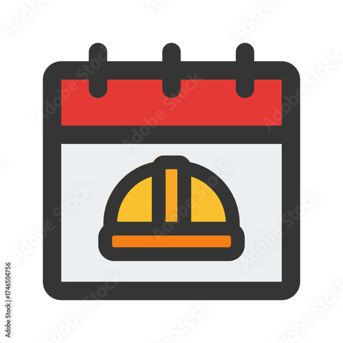 labor day flat line icon
