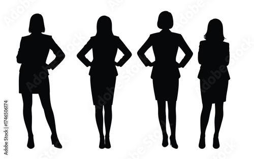 silhouette of business woman in various poses