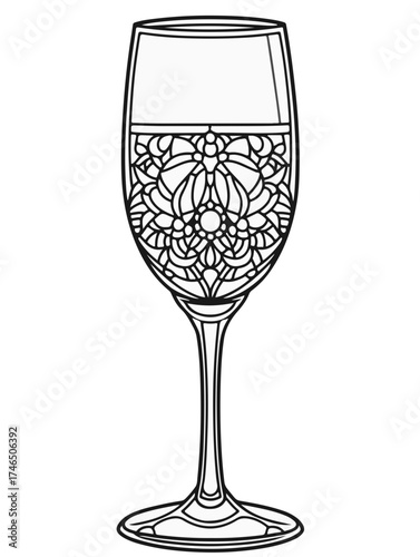 Aus der Serie: Malbuch für Erwachsene - Sekt und Champagner, mädelsabend, kirchenfenster, heilig, brauerei, sekt, heiligtum, wein, flasche, trinken, artnight, champaign, alke, vektor, cocktail, abbild