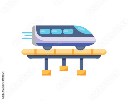 Futuristic magnetic levitation train vector design illustrating advanced public transportation technology innovation for modern high speed smart travel system