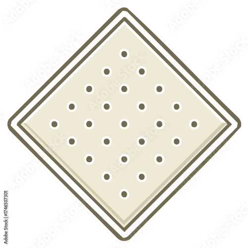Stylized Square Cracker with Holes Cracker Biscuit Snack Time Treats