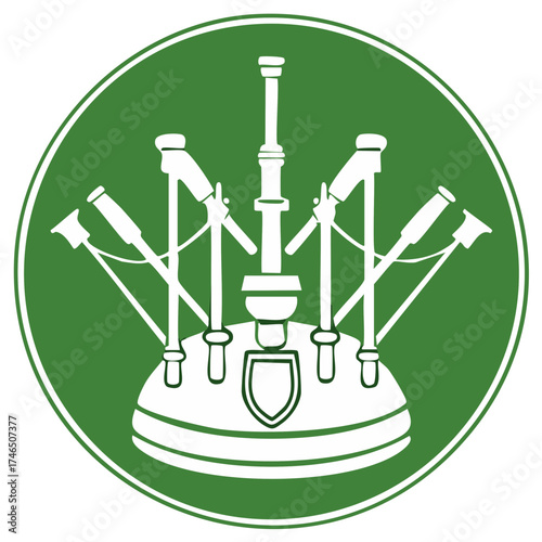 Bagpipes Symbol Illustration in Green Circle Isolated Musical Instrument