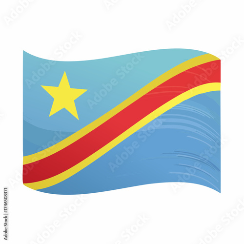 Flag of democratic republic of congo waving illustration isolated