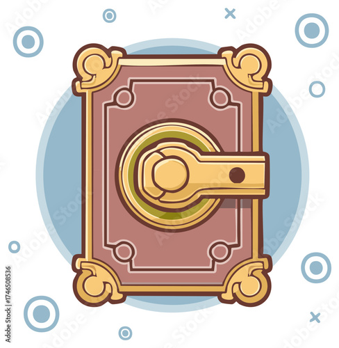 Locked Fantasy Grimoire or Antique Spellbook with Ornate Golden Clasp