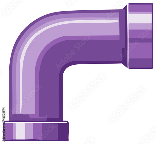 Illustration of a Purple Plumbing Pipe with 90 Degree Elbow Connector for Water