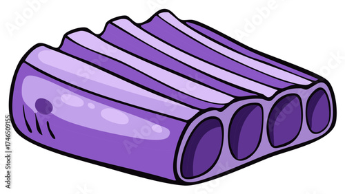 Stylized Purple Rack of Ribs Cartoon Vector Illustration