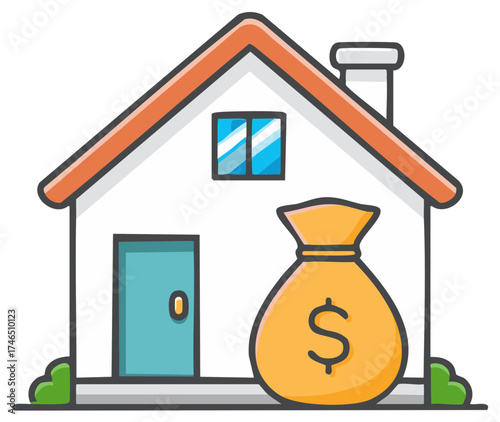 Home Loan Savings Mortgage Investment Property Finance Icon Cartoon