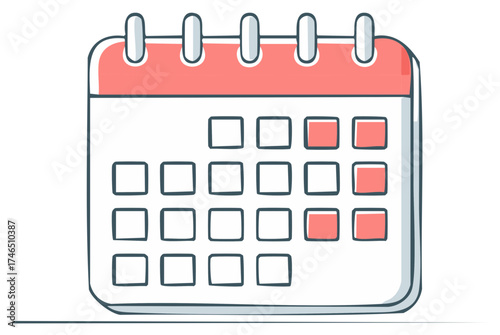 Hand drawn calendar icon with marked dates for scheduling and planning events