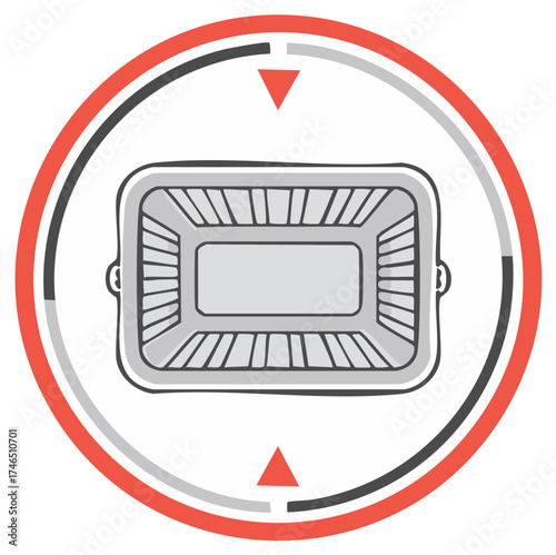 Aerial Top View Illustration of Sports Stadium Arena with Red and Grey Circular Range Marker
