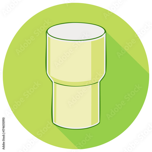 Insulated travel mug tumbler icon in a flat design style with a long shadow