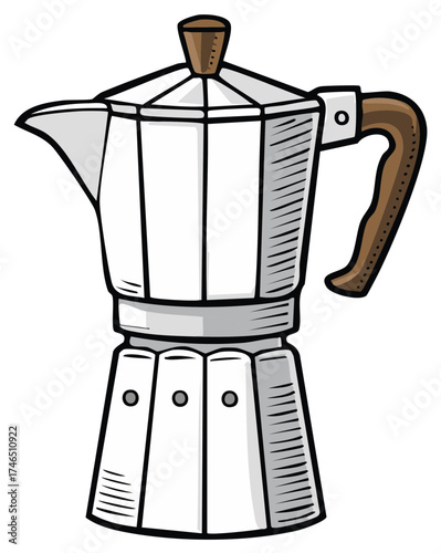 Vector illustration of a classic Italian Moka pot coffee maker