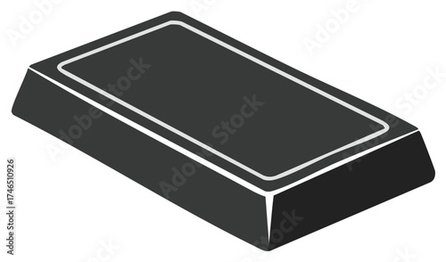 Dark gray rectangular bar with silver outline isolated on white background simple flat design