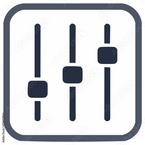 Audio Equalizer Interface Icon with Adjustment Sliders Displayed on Rectangular Panel for Level Control