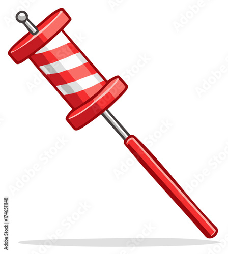 Cartoon sparkler firework toy with red and white stripes for festive celebration