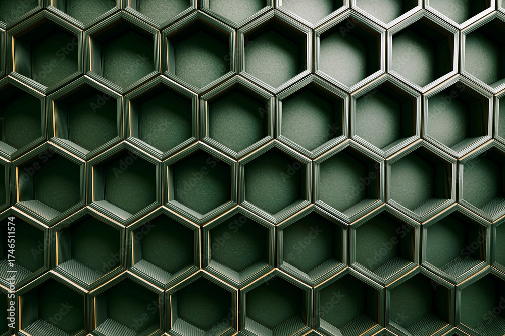 
Hexagon honeycomb pattern in forest green 