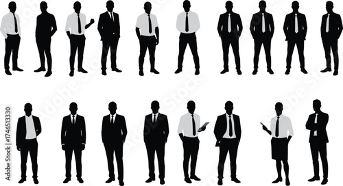 Business professionals silhouettes, corporate team diversity, formal attire, office workers, teamwork, leadership, business meeting, career success, professional people, workplace unity