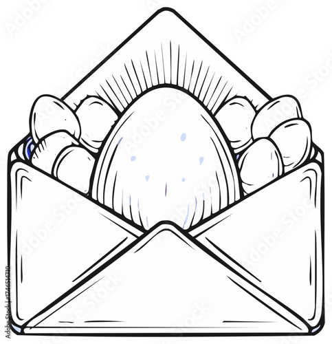 Creative envelope filled with Easter eggs symbolizing surprise and celebration