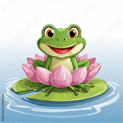 Grinsender Frosch auf Seerose