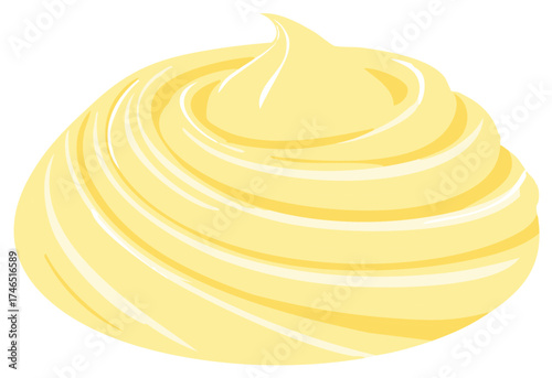 Delicious Light Yellow Creamy Swirl Dollop Topping Food Illustration