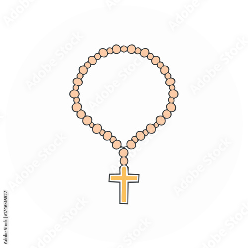 Christian rosary beads with a cross pendant isolated on a clean background