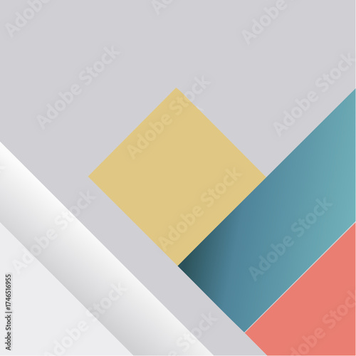 Abstract geometric composition with overlapping shapes and soft shadows