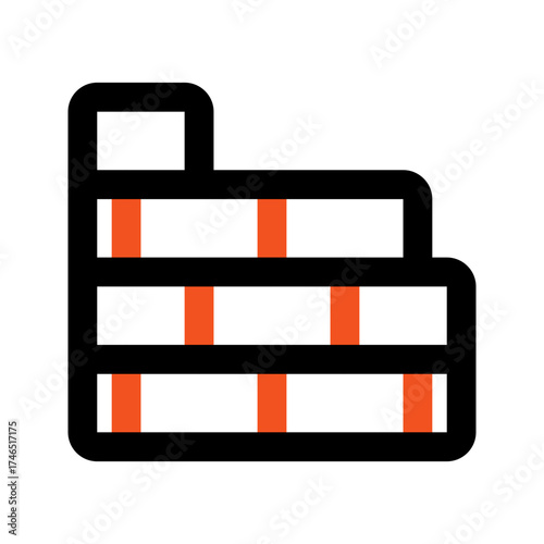 brick wall outline color icon