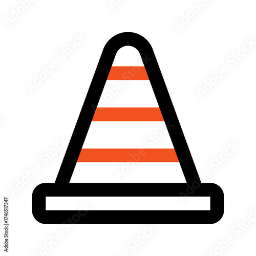 traffic cone outline color icon