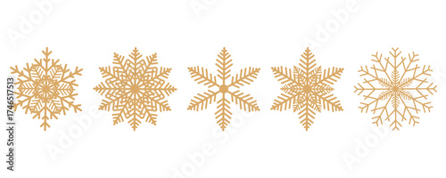 Wallpaper Mural Set of elegant, detailed gold snowflakes in minimal style. Ideal for winter, Christmas, New Year, holiday decoration designs Torontodigital.ca