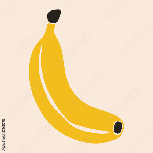 Banana fruit. Abstract yellow sweet exotic fruit, ripe fresh organic food raw tropical plant, cartoon simple botanical banana clipart for grocery design. Vector flat illustration