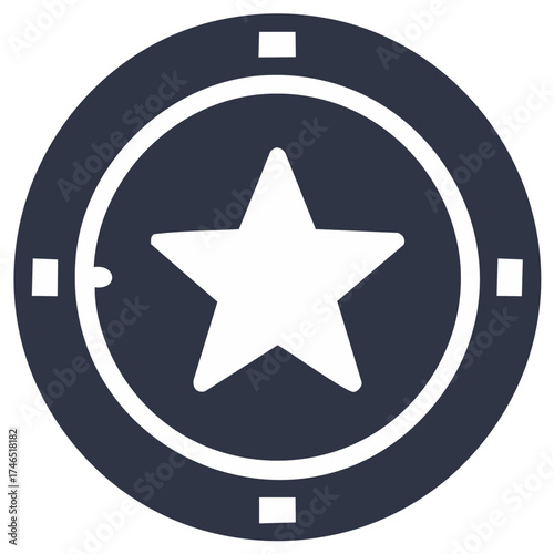 Stylized poker chip icon featuring a white star symbol in a minimalist vector design
