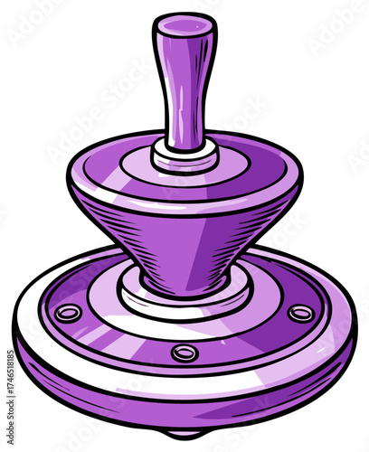 Vibrant purple spinning top vintage toy design for childhood fun and games