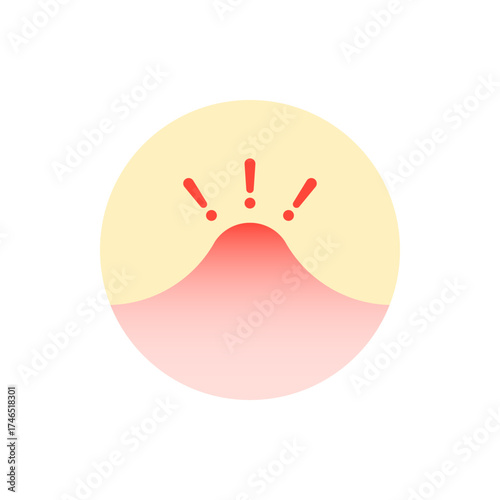 round inflammation skin icon with exclamation mark