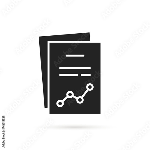 graph with increase trend on black document icon