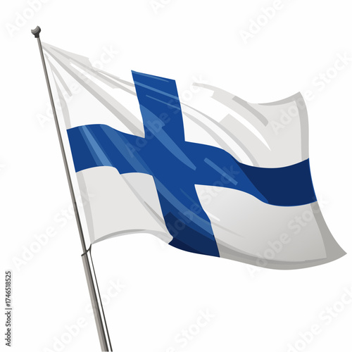 Finland flag waving symbolic representation of nationhood and patriotism