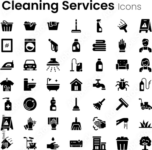 Cleaning service icons set 