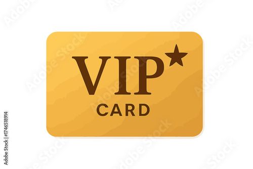 Gold VIP card with star symbol and bold lettering  