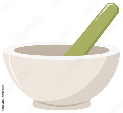 Illustration of a Mortar and Pestle used for grinding spices and herbs in cooking