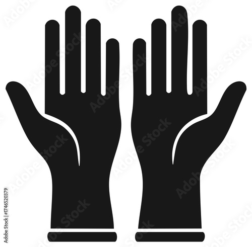 Pair of Rubber or Latex Gloves for Medical Safety or Cleaning Vector Icon