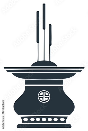 Traditional incense burner with three sticks for spiritual ceremonies and meditation