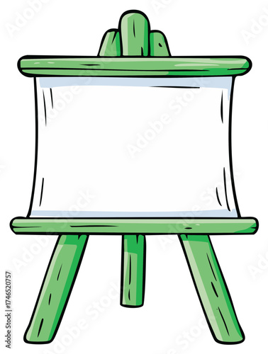 Vibrant green wooden artist easel holding a blank white canvas for creative display