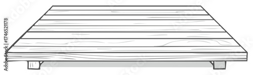 Wooden pallet platform illustration in a hand drawn line art style with a perspective view