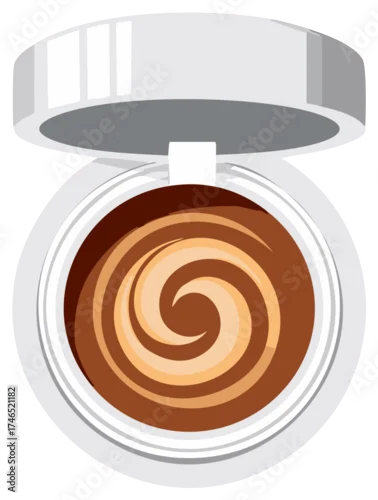 Obraz Illustration of a makeup compact with spiral foundation colors, top view, isolated