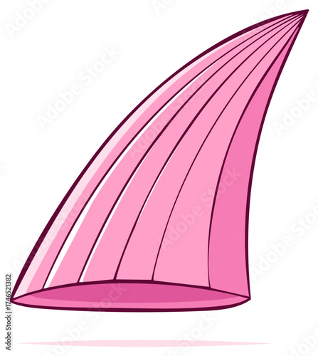 Pink Pleated Fabric Cone Shape With Subtle Shadow and Outline