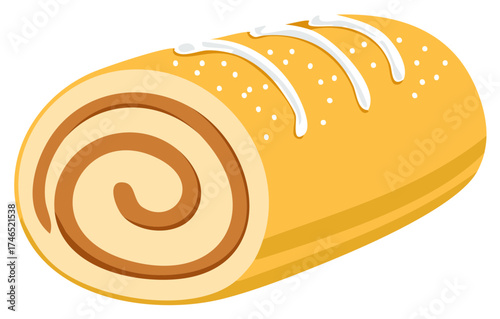 Sweet bakery delight Swiss roll dessert with creamy filling and elegant frosting design