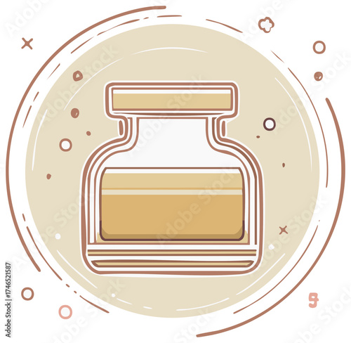 Cream Jar Illustration Medicine Container Cosmetic Packaging Circle Line Art