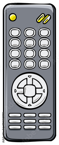 Cartoon Gray Remote Control for TV or Devices with Buttons and Power Light