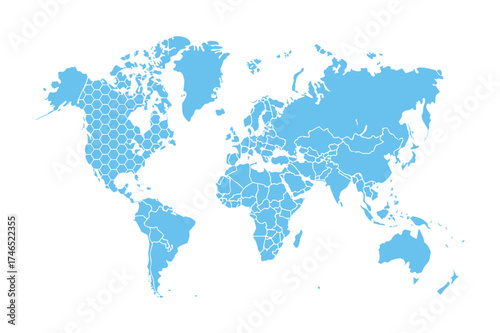 Minimalist World Map Line Art Illustration