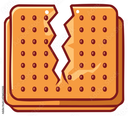 Illustrative Cracked Biscuit Snack Food Isolated