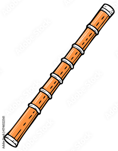 Stylized Illustration of a Segmented Wooden Flute or Didgeridoo
